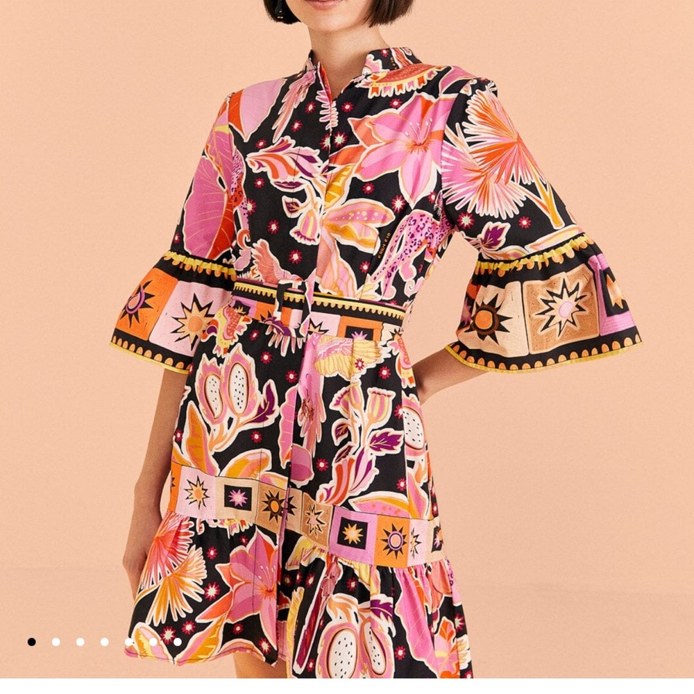 Farm Rio Black Enchanted Mini Dress